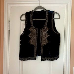 Zara Velvet Bohemian Embroidered Vest